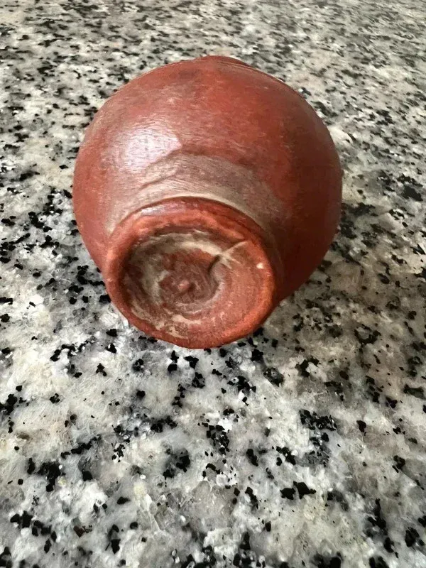 Mini vaso vintage in ceramica marrone - decorazione