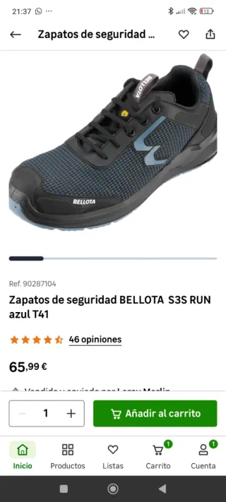 Zapatos de seguridad Bellota Negros