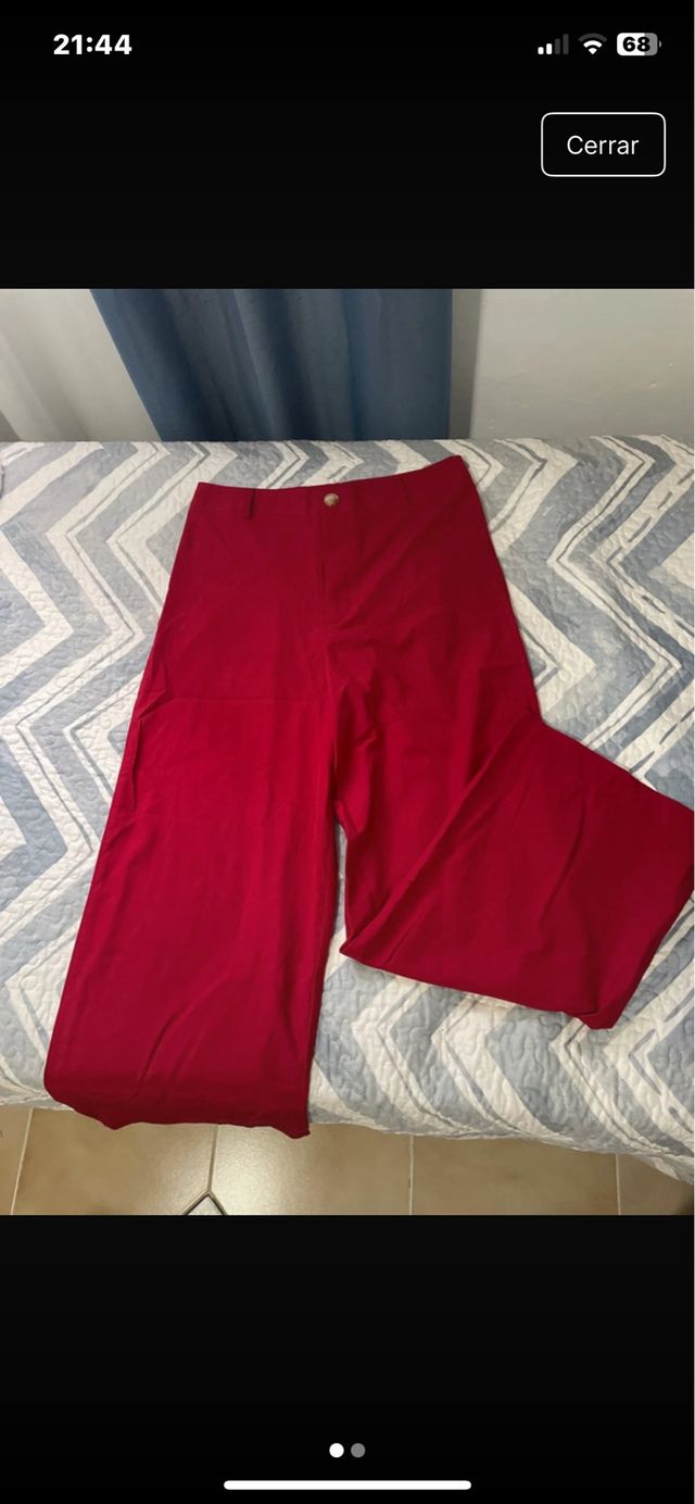 Pantalón ancho rojo Shein