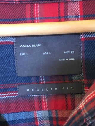 Camisa Zara cuadros azul y rojo
