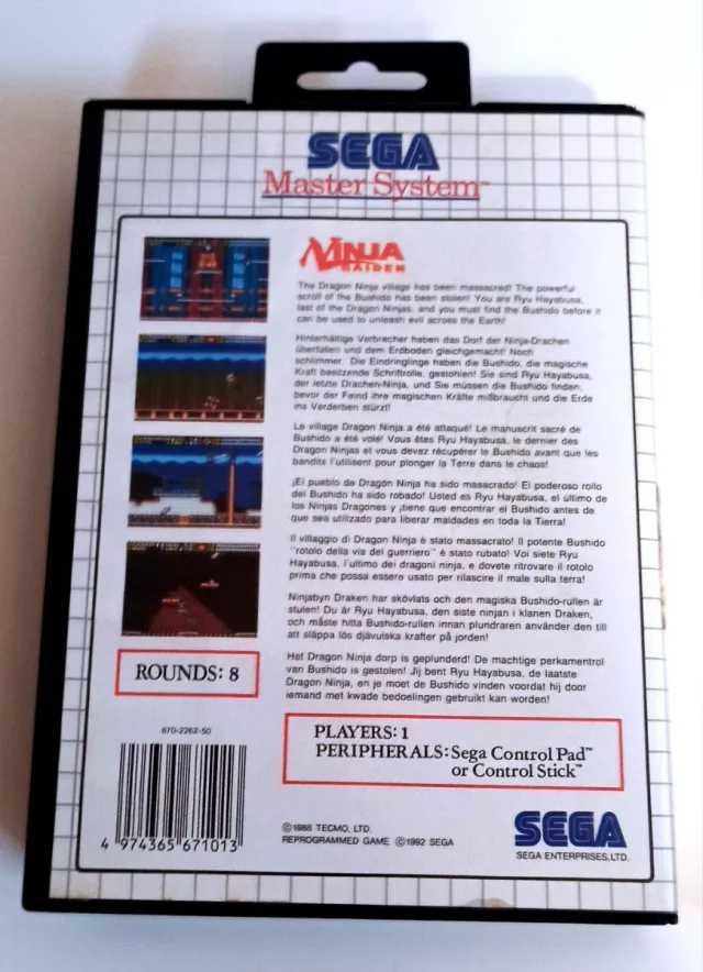 Ninja Gaiden Master System Sega Completo