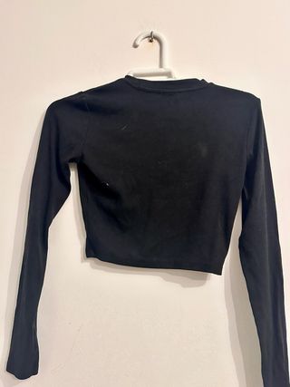 Top Zara manga larga negro talla M