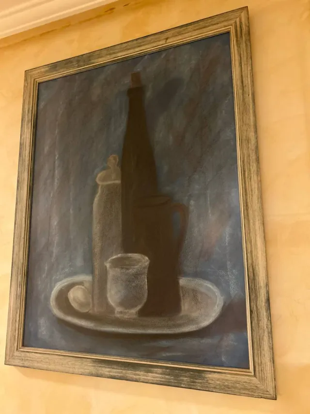 Cuadro bodegón pastel tonos azules