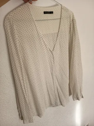 Camisa Massimo Dutti lunares beige