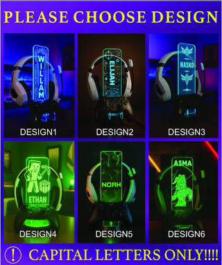 Soporte Gamer LED Personalizado Auriculares Mando