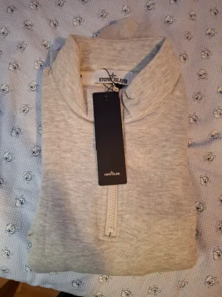 Sudadera Stone Island Gris Media Cremallera