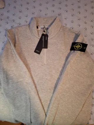 Sudadera Stone Island Gris Media Cremallera