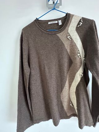 Jersey Punto Roma mujer marrón y beige