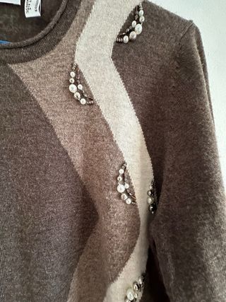 Jersey Punto Roma mujer marrón y beige