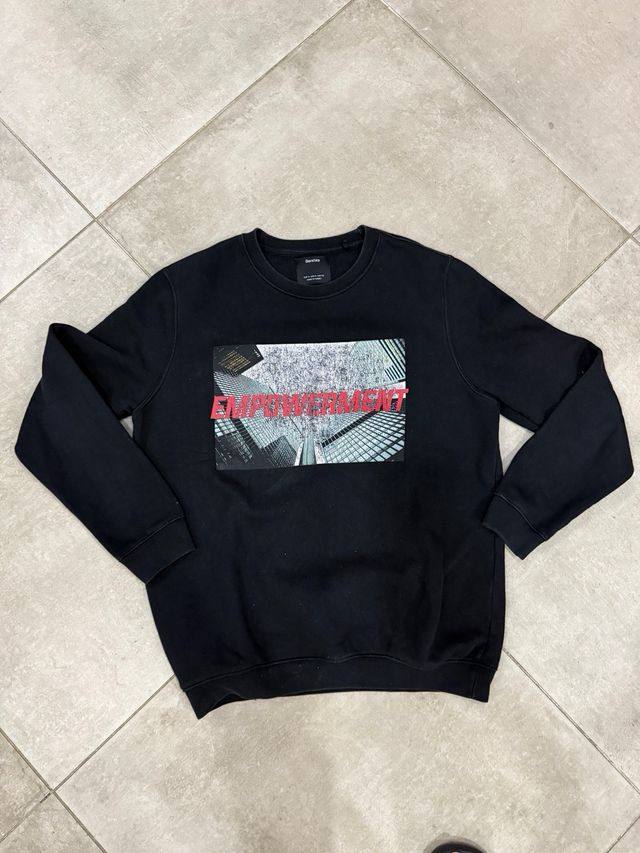 Felpa Bershka Nera Unisex Taglia s