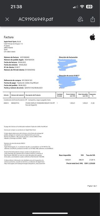 Apple Studio Display Monitor Peana Ajustable