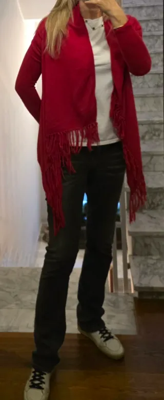 Cardigan in cashmere rosso taglia unica