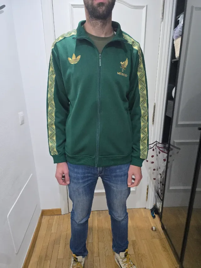 Chaqueta Adidas Retro México Verde y Dorado
