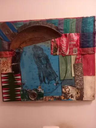 Quadro fatto a mano collage materiali misti