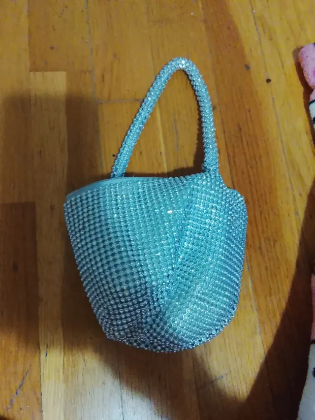 Bolso fiesta lentejuelas plateado
