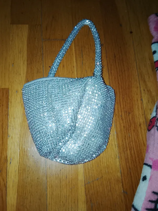 Bolso fiesta lentejuelas plateado