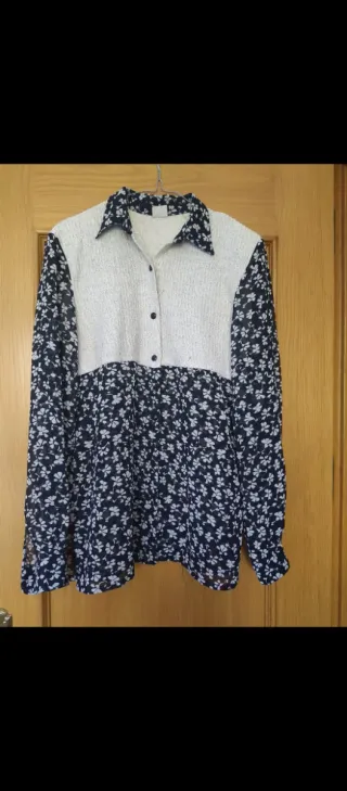 Blusa manga larga Gasa y Punto Mujer