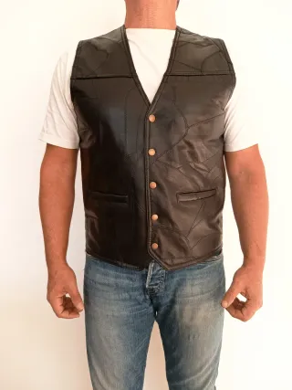 Chaleco vaquero cuero auténtico L Medidas indicada