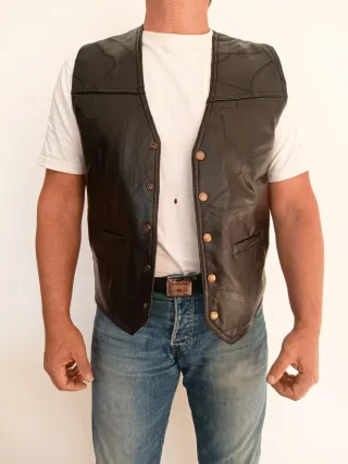 Chaleco vaquero cuero auténtico L Medidas indicada