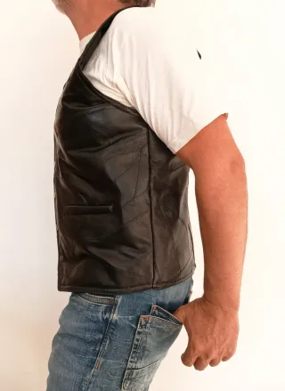 Chaleco vaquero cuero auténtico L Medidas indicada