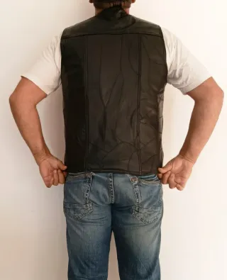 Chaleco vaquero cuero auténtico L Medidas indicada