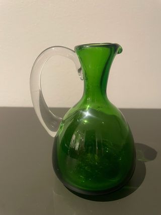 Jarra pequeña de cristal bicolor verde