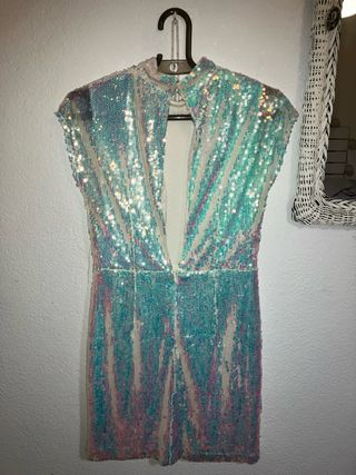Vestido lentejuelas espalda descubierta