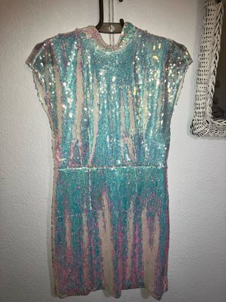 Vestido lentejuelas espalda descubierta