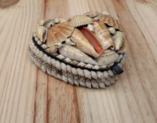 Joyero vintage en forma de corazón con conchas