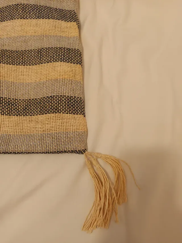 Bolso playero rayas beige y azul