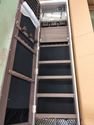 SONGMICS Espejo Joyero 360° LED 150cm Gris