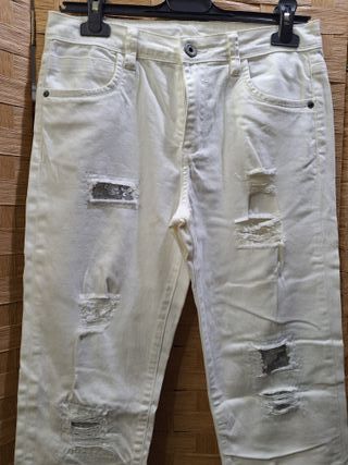 Pantaloni bianchi donna XS con strass