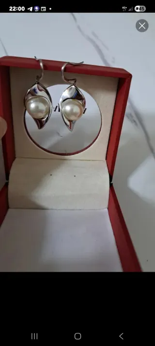 Pendientes perla plata