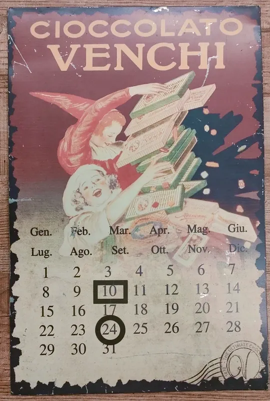 Calendario Venchi Cioccolato Metallo Magnetico