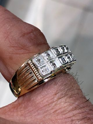 Anillo Oro 10 Diamantes Naturales