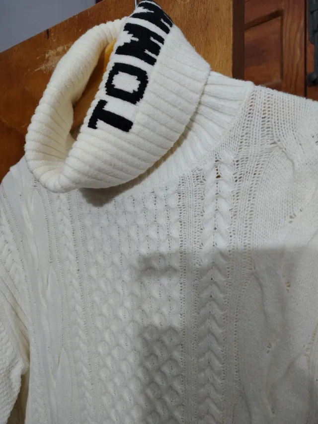 Maglione Tommy Hilfiger a Collo Alto Bianco