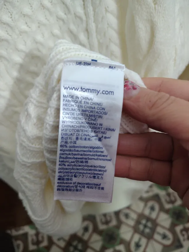 Maglione Tommy Hilfiger a Collo Alto Bianco