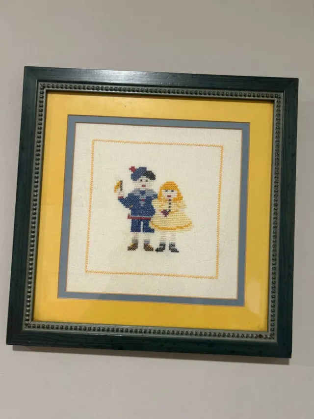 Cuadro punto de cruz niños