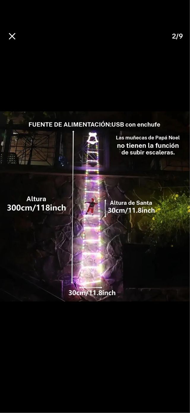 Luz LED Papá Noel Escalera USB