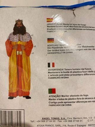 Disfraz Rey Mago Atosa Talla Única