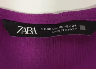 Blusa Zara Morada Transparente Volantes