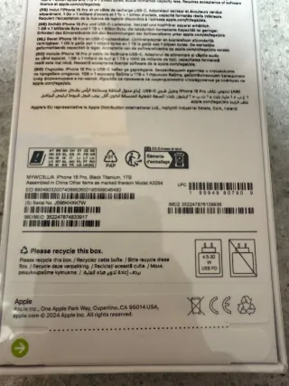 iPhone 16Pro 1TB Black Titanium Nuevo y precintado