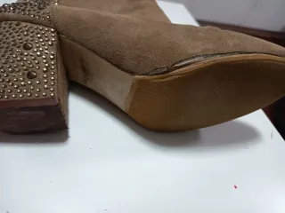 Botines Zara Mujer Tachuelas Beige Dorado