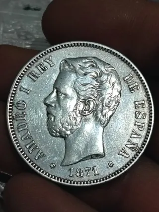 5 Pesetas Amadeo I Rey de España 1871