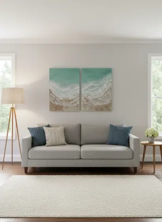 Duo quadri su tela spiaggia