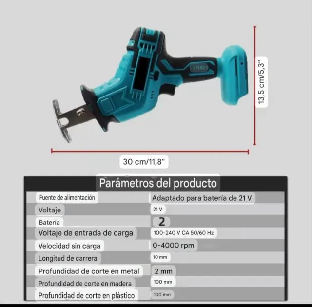 Serra Sabre Portátil Recarregável (2 Baterias)