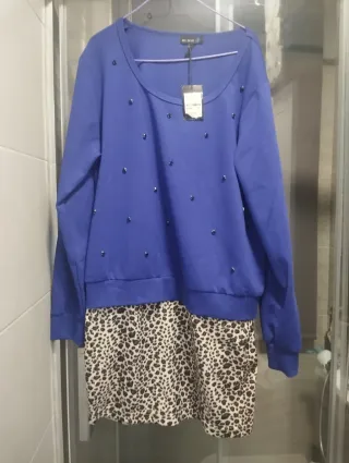 Vestido mujer talla 44 azul y estampado