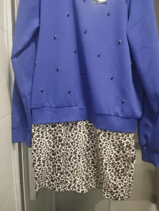 Vestido mujer talla 44 azul y estampado