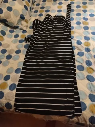 Vestido largo rayas blanco y negro