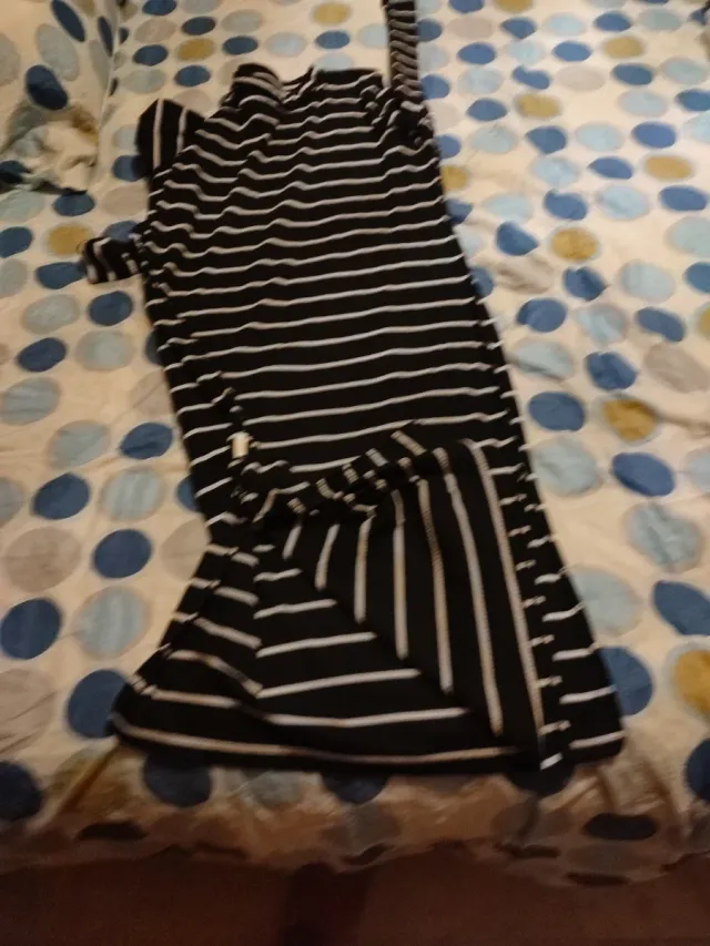 Vestido largo rayas blanco y negro